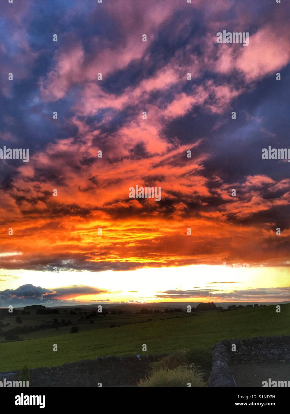 Sunset Ashbourne Derbyshire Dales - Smartphone Captured Stock Image
