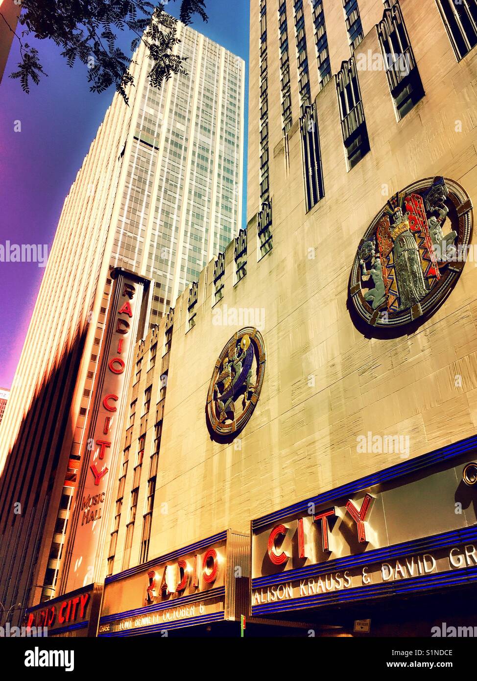 Radio city music hall, Rockefeller Center, New York City, USA - Smartphone Captured Stock Image