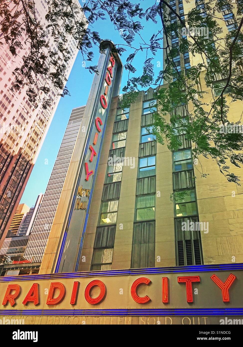 Radio city music Hall at Rockefeller Center, New York City, USA - Smartphone Captured Stock Image