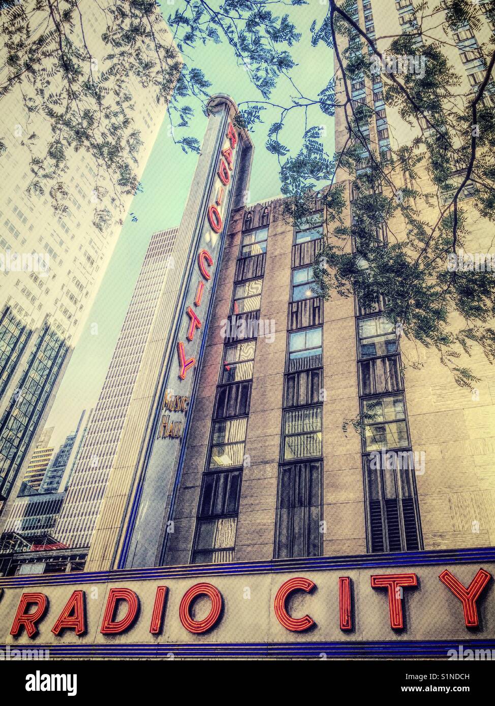 Radio city music hall, Rockefeller Center, New York City, USA - Smartphone Captured Stock Image