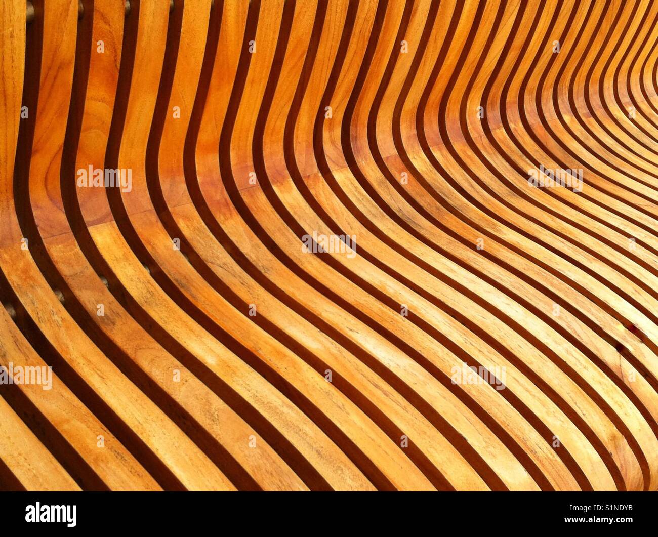 Pattern formed by a polished wooden bench - Smartphone Captured Stock Image