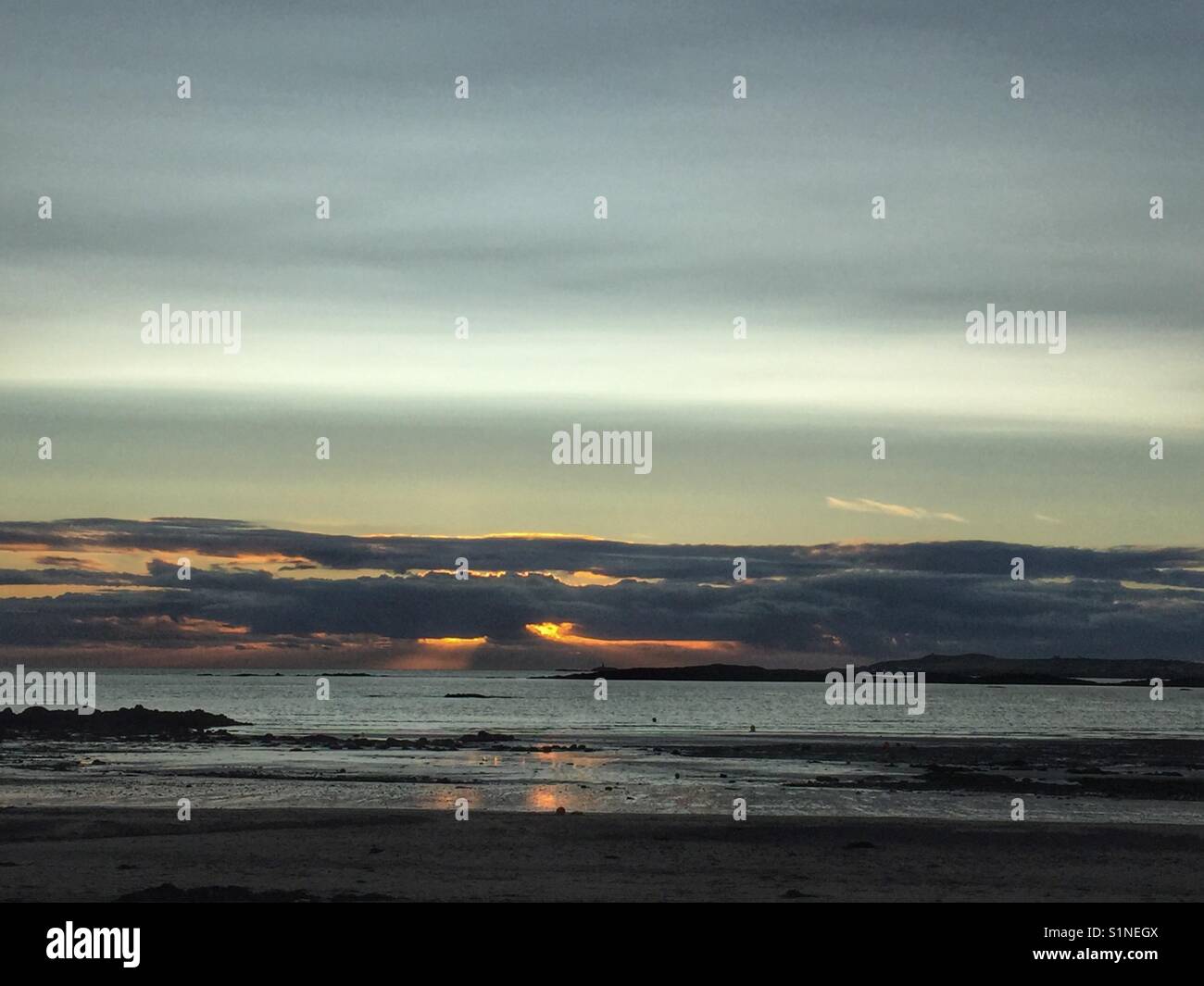 Rhosneigr sunset, mid September, Anglesey, North Wales - Smartphone Captured Stock Image