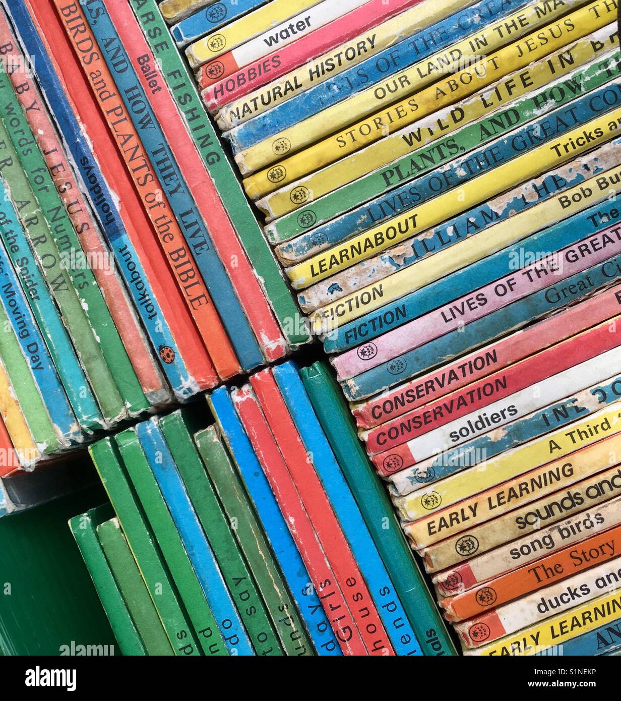 Colorful display of vintage Children's books Stock Photo Alamy