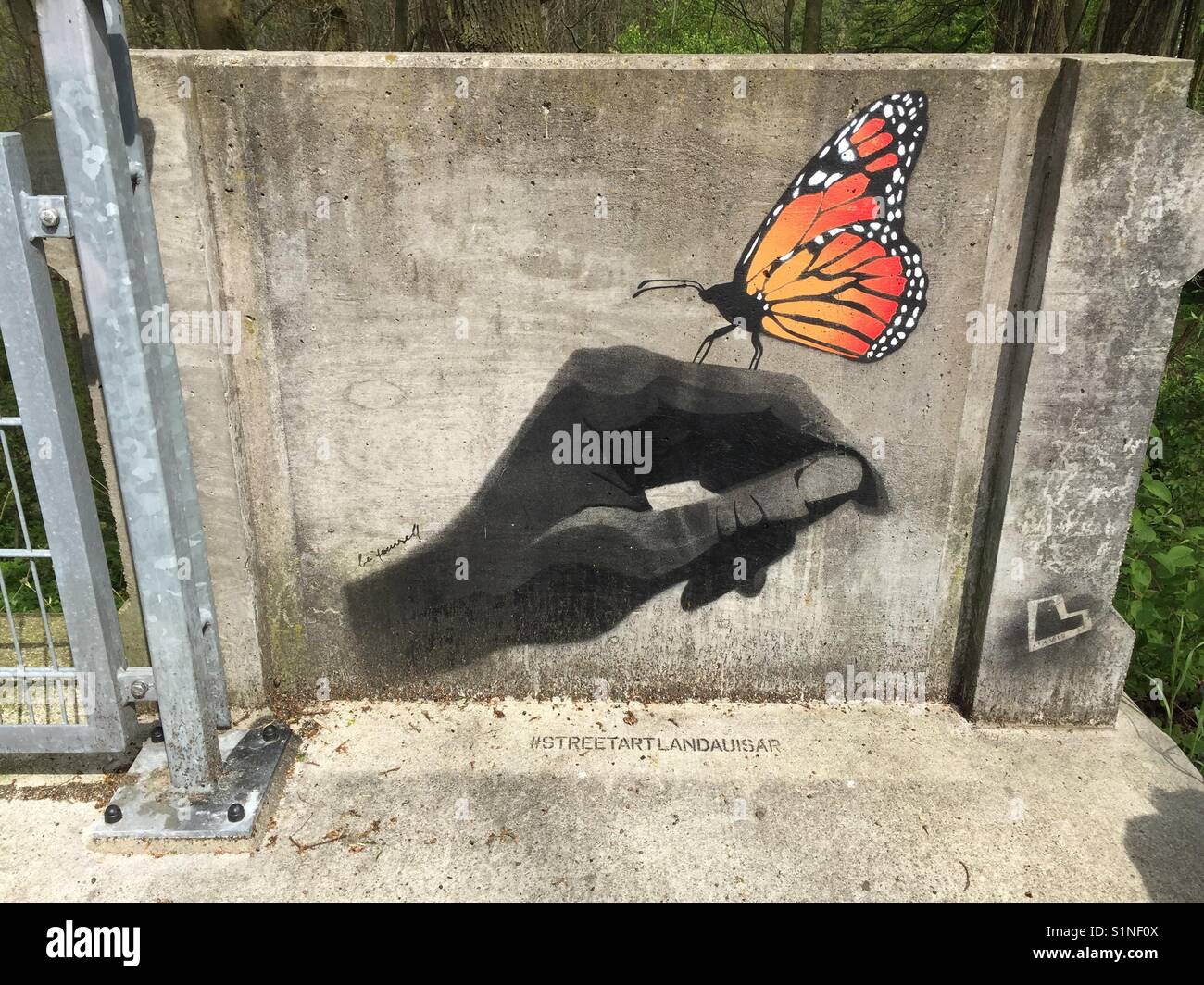 wallpapers Graffiti Cool Butterfly Drawings https www alamy com stock photo graffiti with hand and orange butterfly on wall of bridge in summer 310874058 html