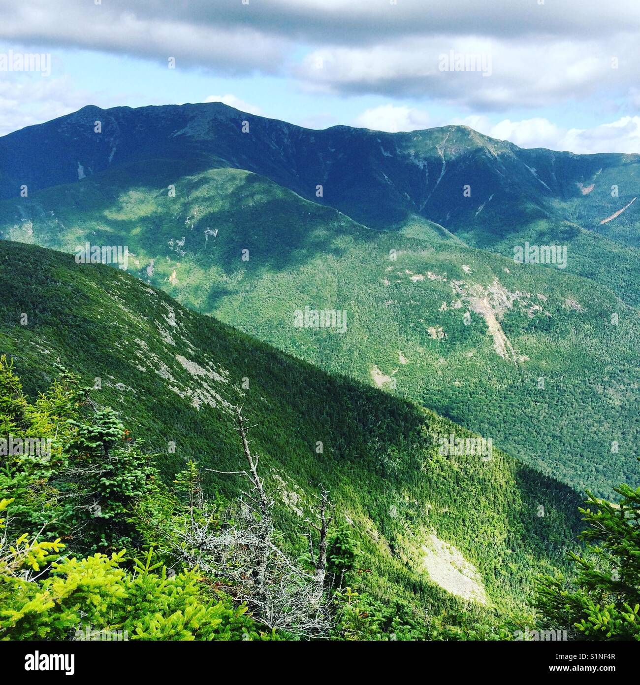 A view from the top of Cannon Mountain, Franconia Notch, White Mountains, New Hampshire - Smartphone Captured Stock Image