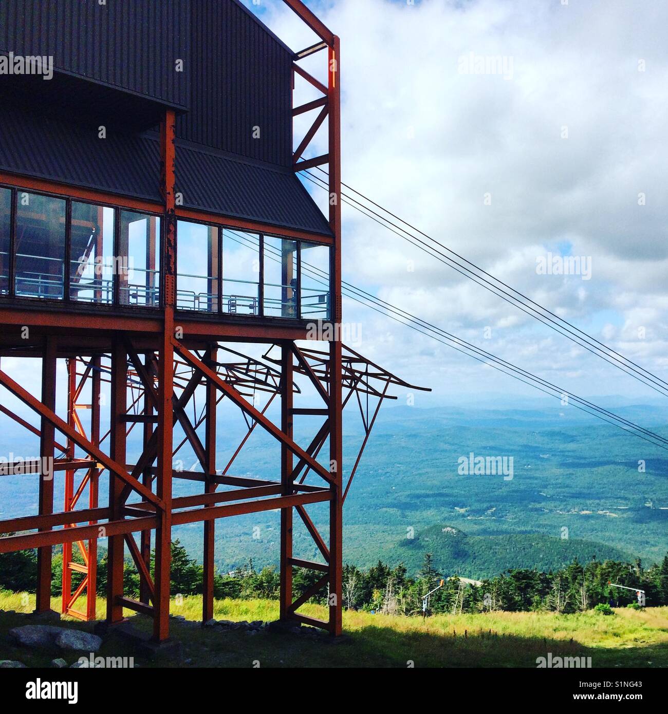 Cannon Mountain Aerial Tramway, Franconia Notch, White Mountains, New Hampshire, United States - Smartphone Captured Stock Image