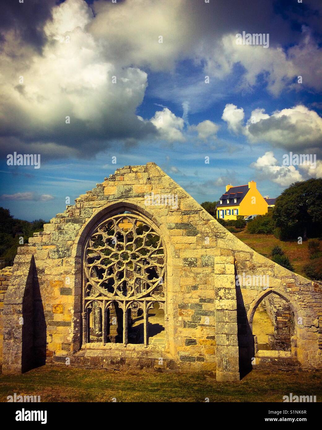 Ruined Chapel in Plovan Brittany France - Smartphone Captured Stock Image