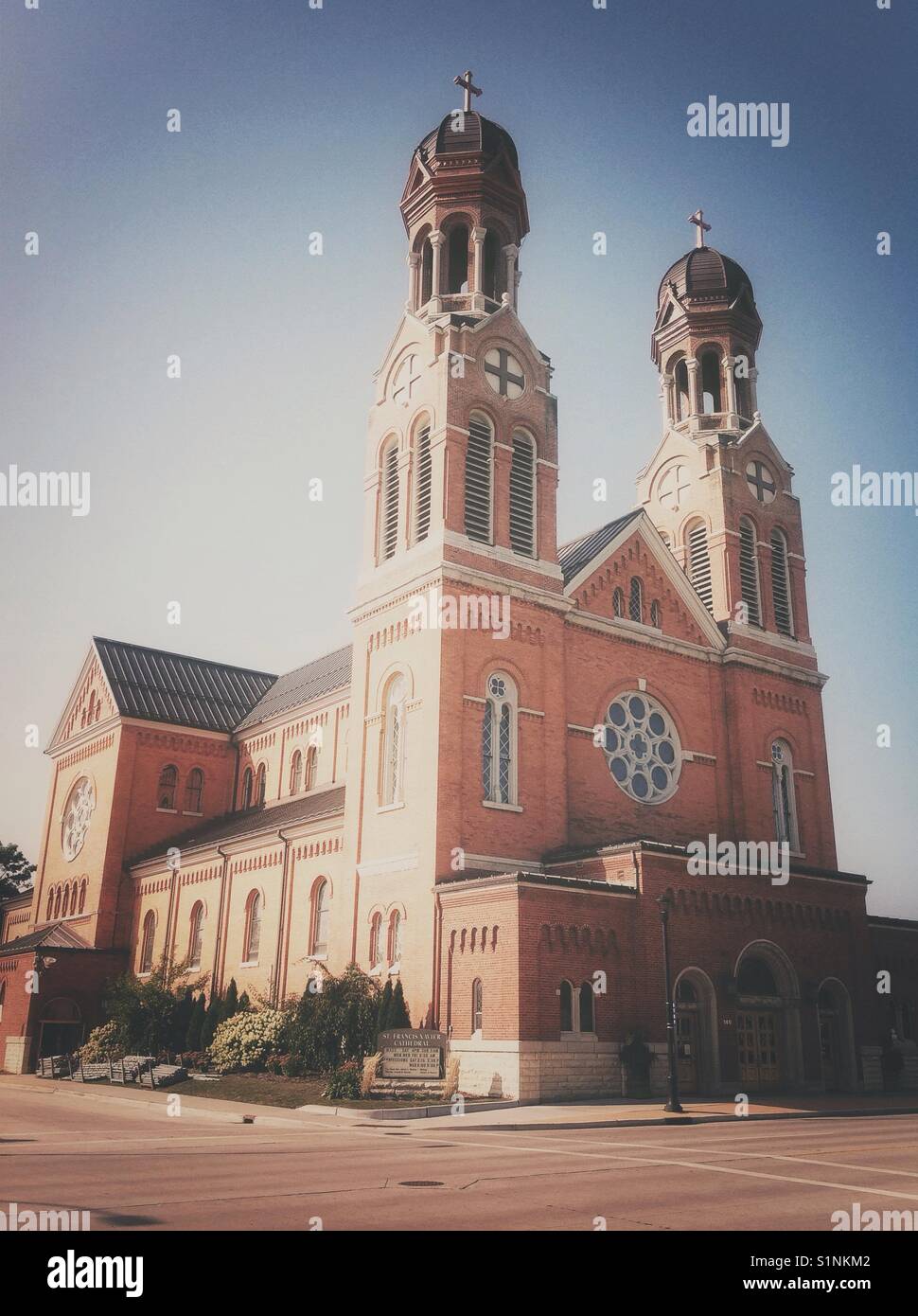 Saint Francis Xavier Roman Catholic Cathedral in Green Bay, Wisconsin, USA. September 11, 2017 - Smartphone Captured Stock Image