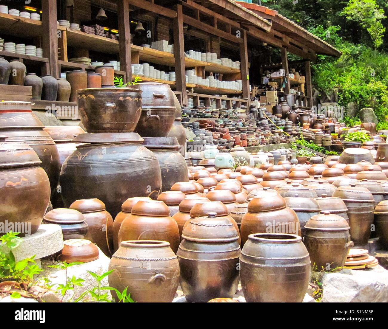 Traditional Korean pottery shop - Smartphone Captured Stock Image