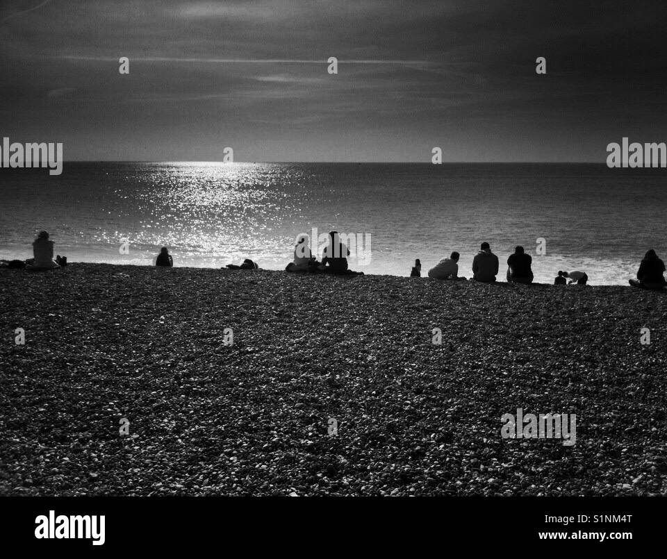 Brighton beach at sunset - Smartphone Captured Stock Image