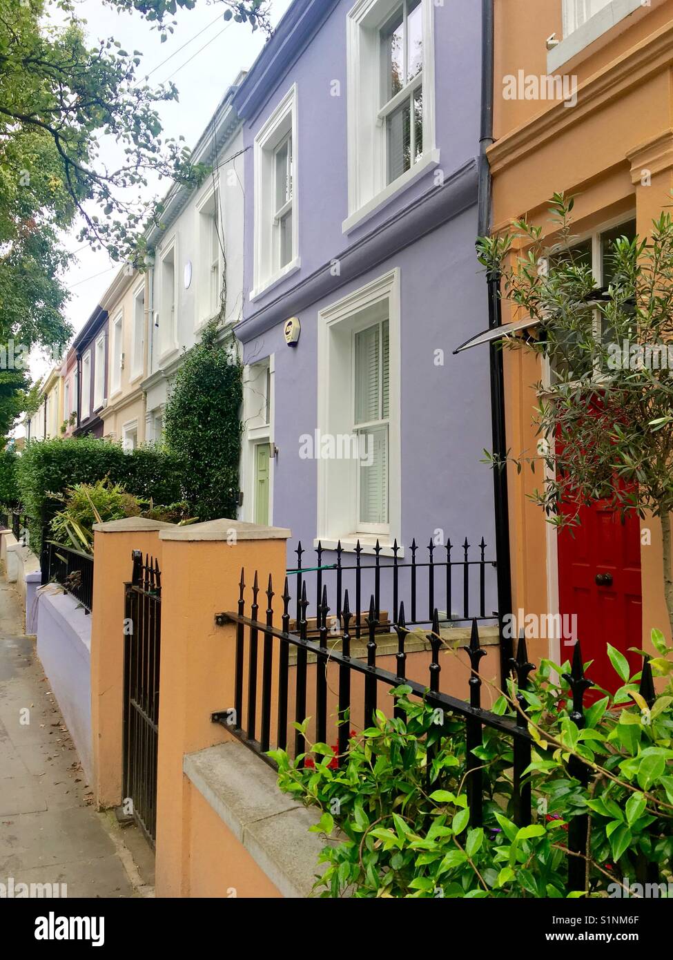 Row of colourful houses in Notting Hill, London Stock Photo
