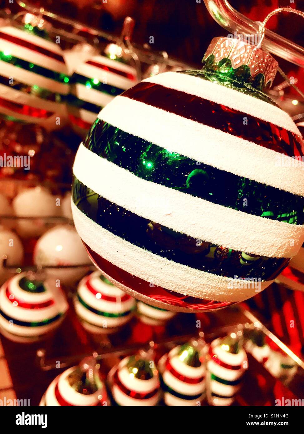 Christmas ornaments sale in store hi-res stock photography and