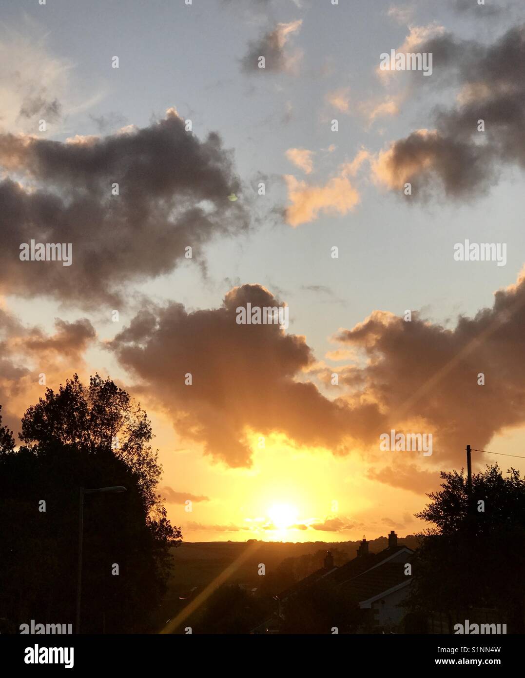 Sunset in Ancient village Cornwall - Smartphone Captured Stock Image