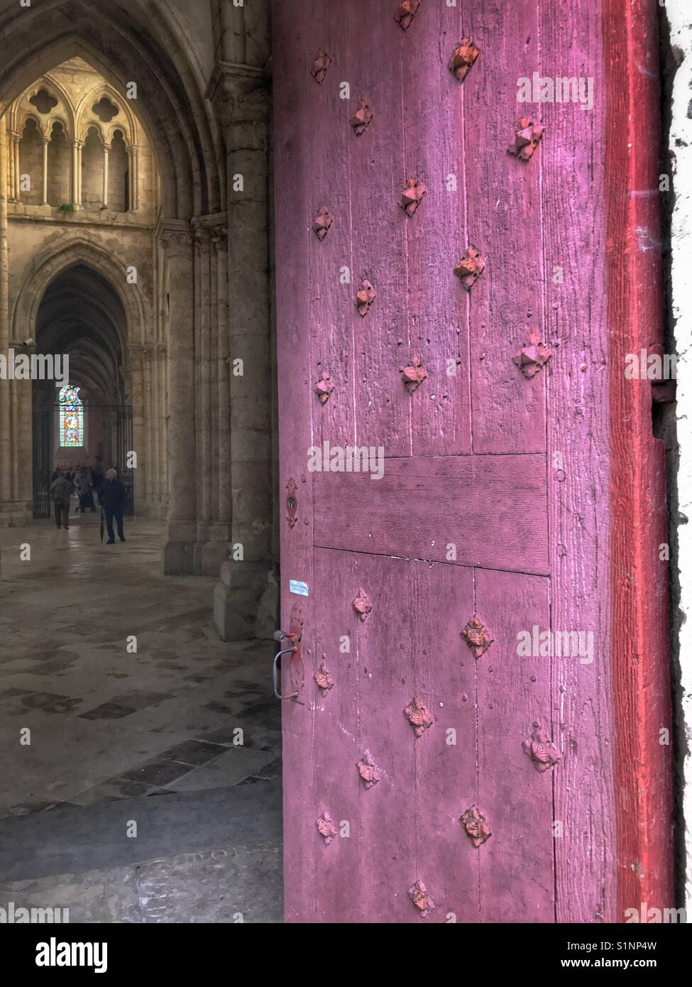 Open door into church. Stock Photo