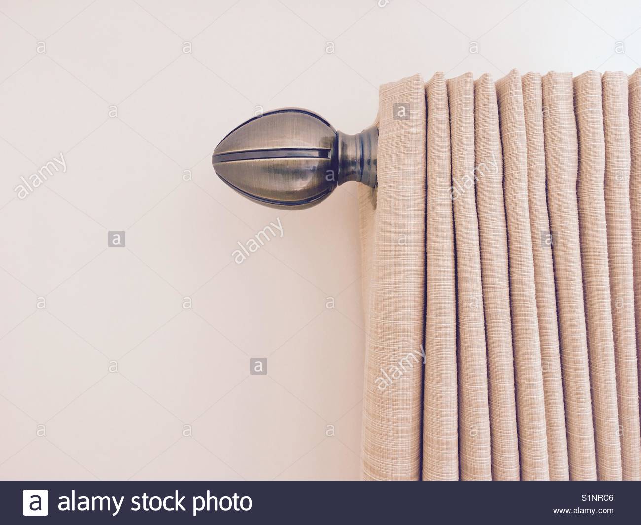 Eyelet Curtains And Curtain Pole With Copy Space Stock Photo