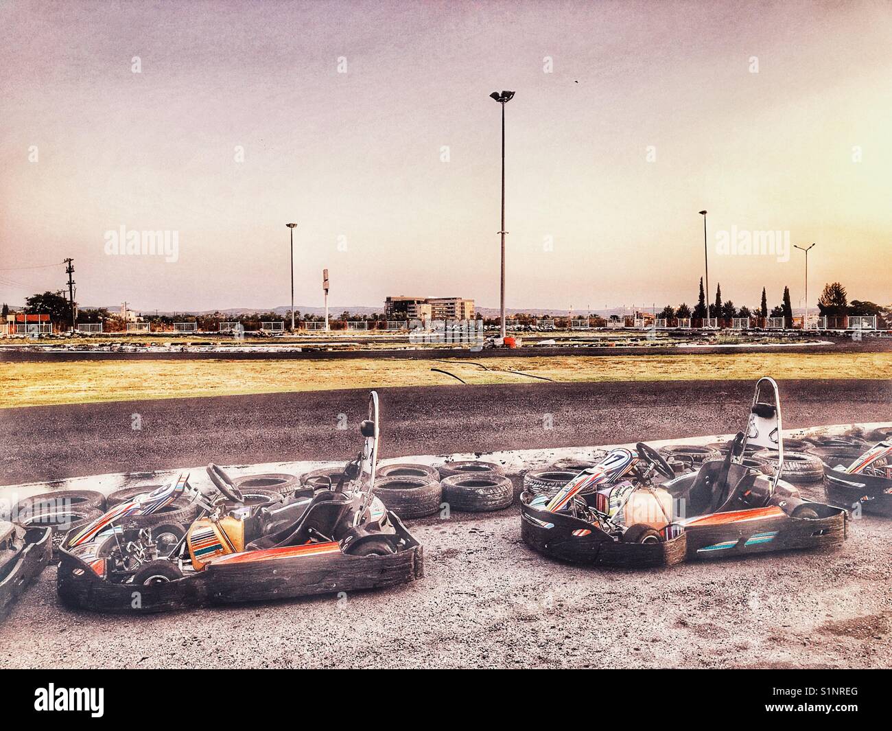 Go kart and race track Stock Photo