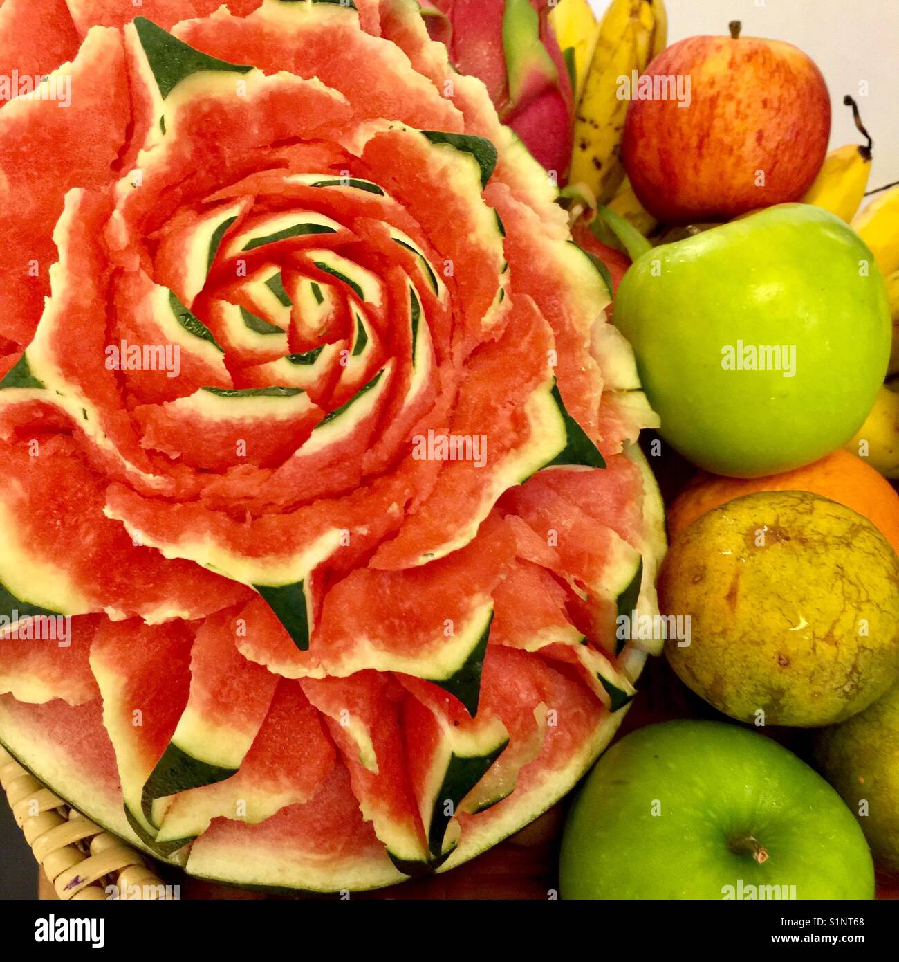Thai fruit carving Stock Photo