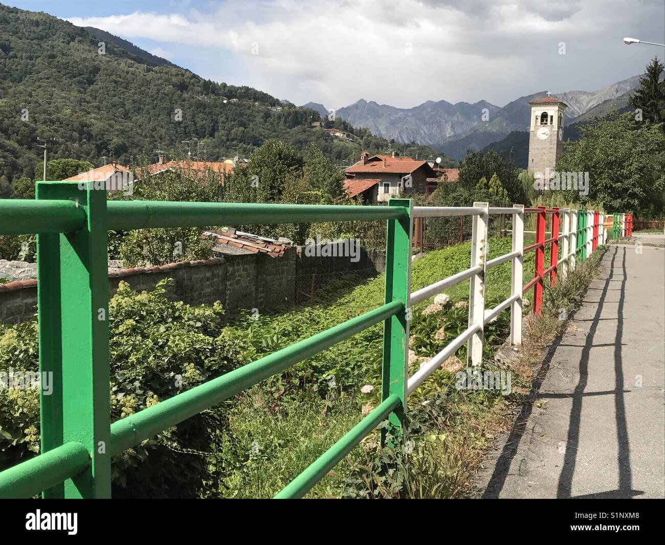 Italian Colours Railings in Sagliano Micca Valle Cervo Biella Biellese Piemonte Piedmont Italy Tourism Travel Tourist Guide Stock Photo