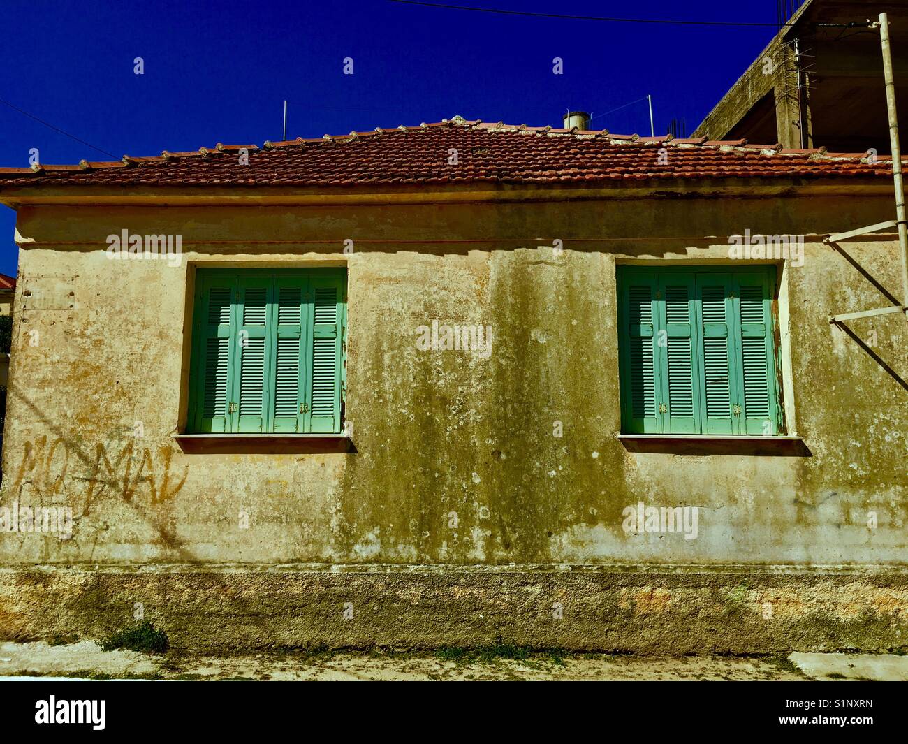 An old house in Lixouri on Kefalonia in Greece - Smartphone Captured Stock Image