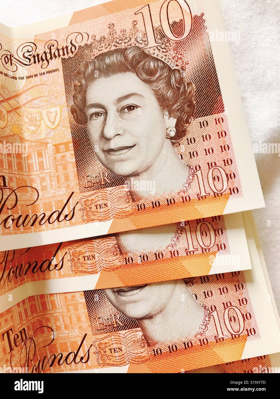 New polymer ten pound notes Stock Photo