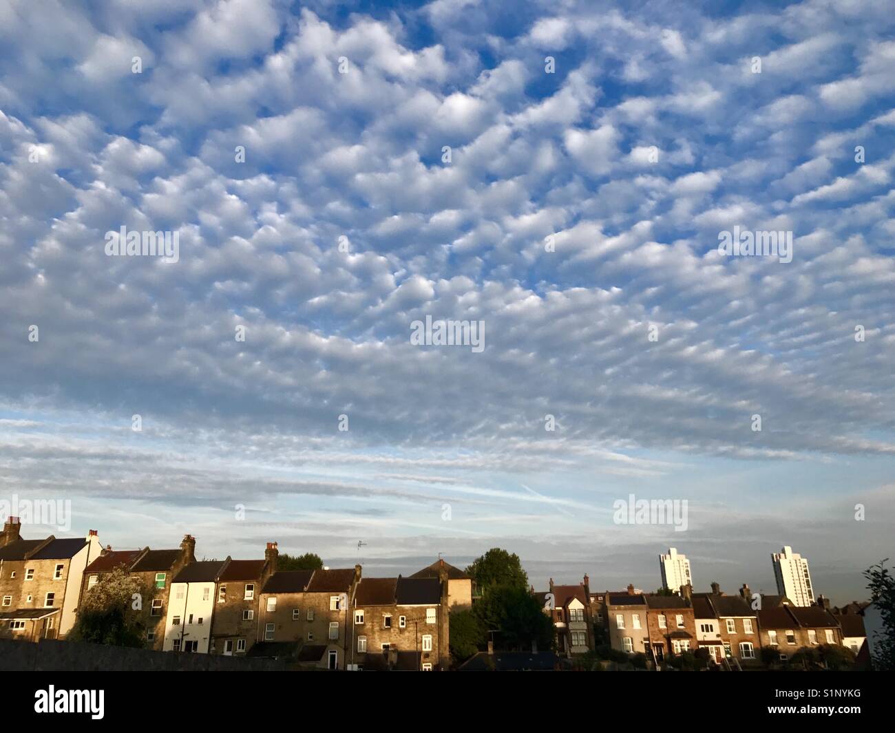 Herringbone sky over plumstead london se18 Stock Photo