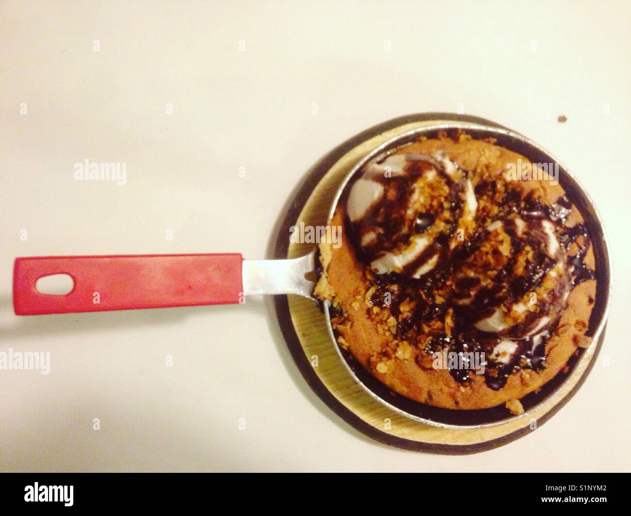 Skillet cookie chocolate ice cream Stock Photo