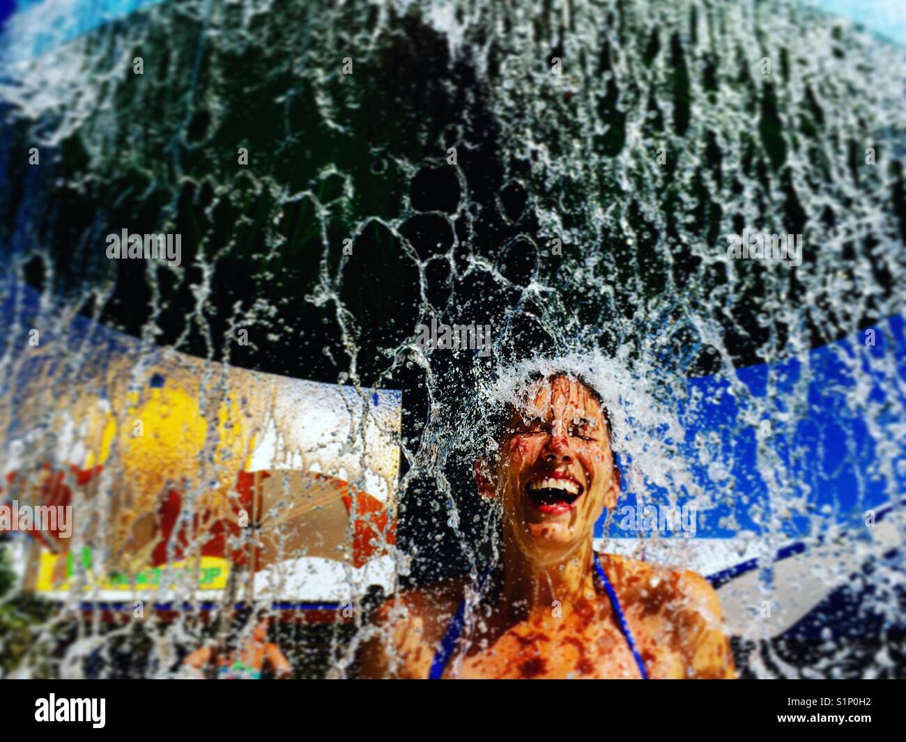 Woman Cooling Off - Smartphone Captured Stock Image