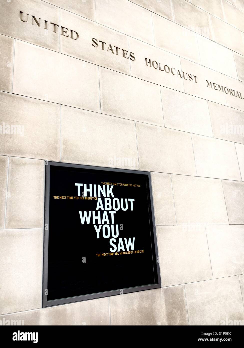 United States Holocaust Memorial Washington, DC. Think about what you saw Stock Photo