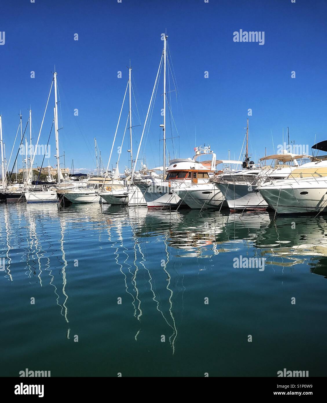 Yachts in Antibes harbour, France. Stock Photo