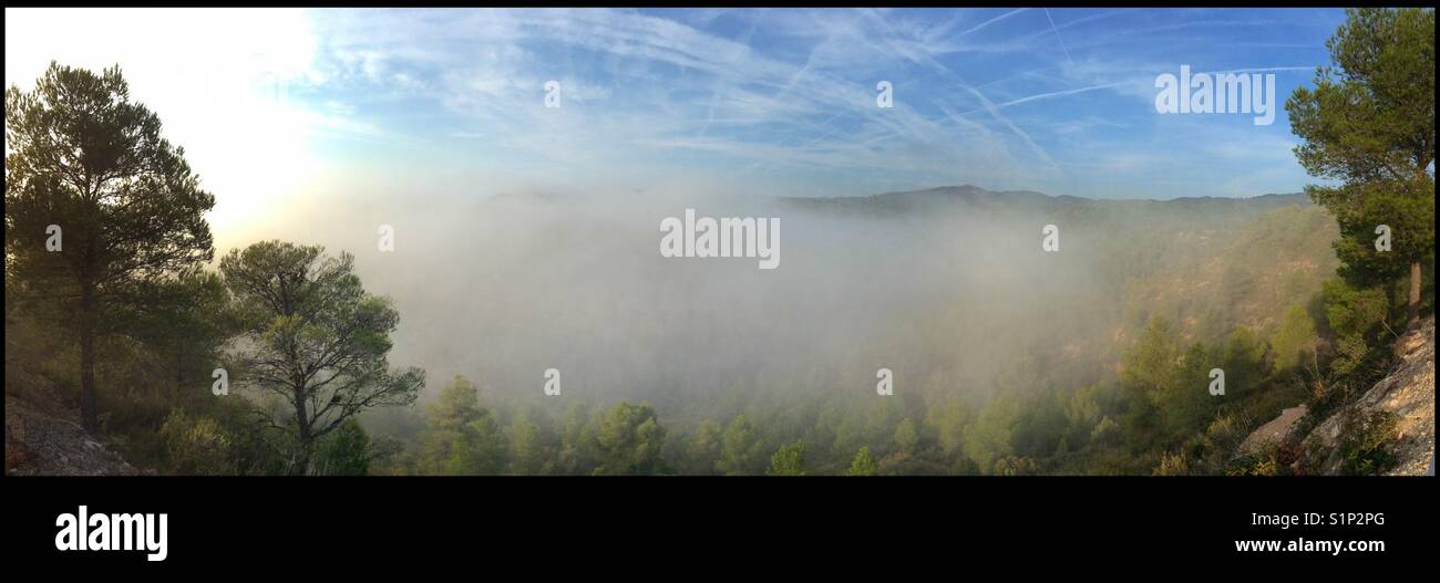 Mountain view above the fog, Catalonia, Spain. - Smartphone Captured Stock Image