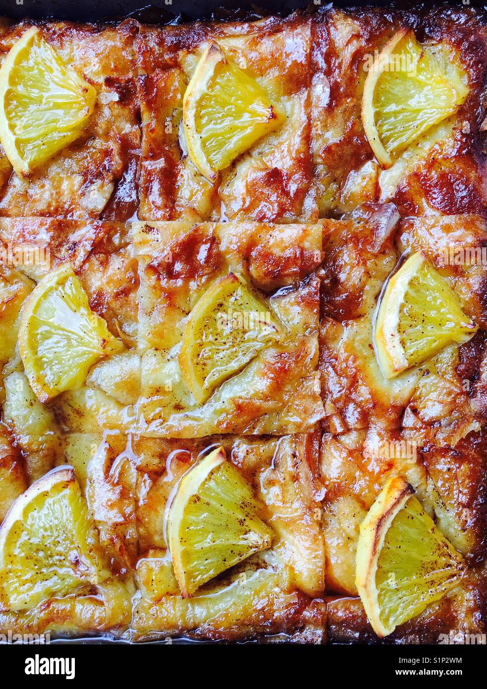 Greek portokalipita cake - Smartphone Captured Stock Image