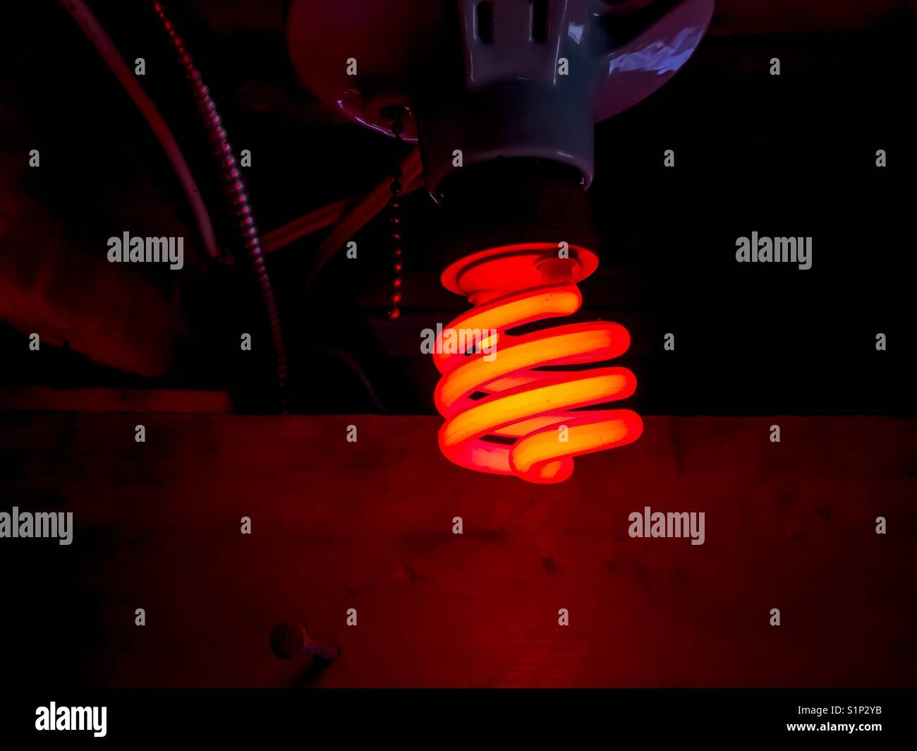 Red coiled bulb - Smartphone Captured Stock Image