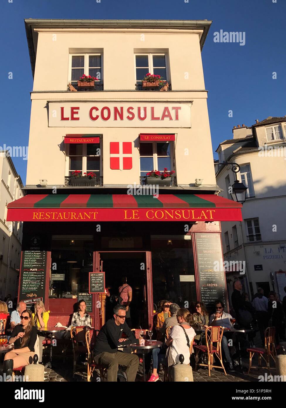 Restaurant in Montmartre, Paris. Stock Photo