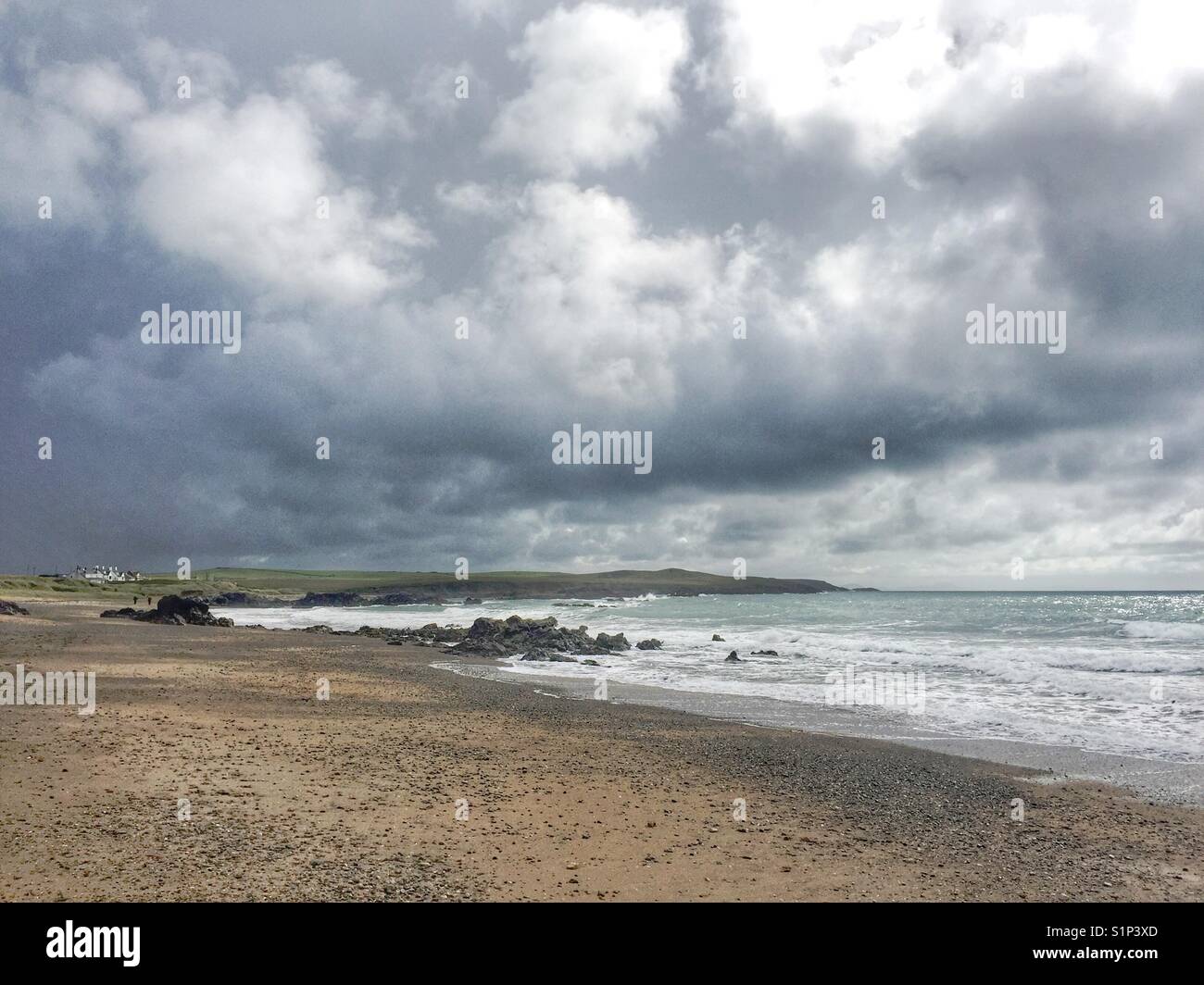 View across the west coast of Anglesey from Broad Beach, Rhosneigr - Smartphone Captured Stock Image