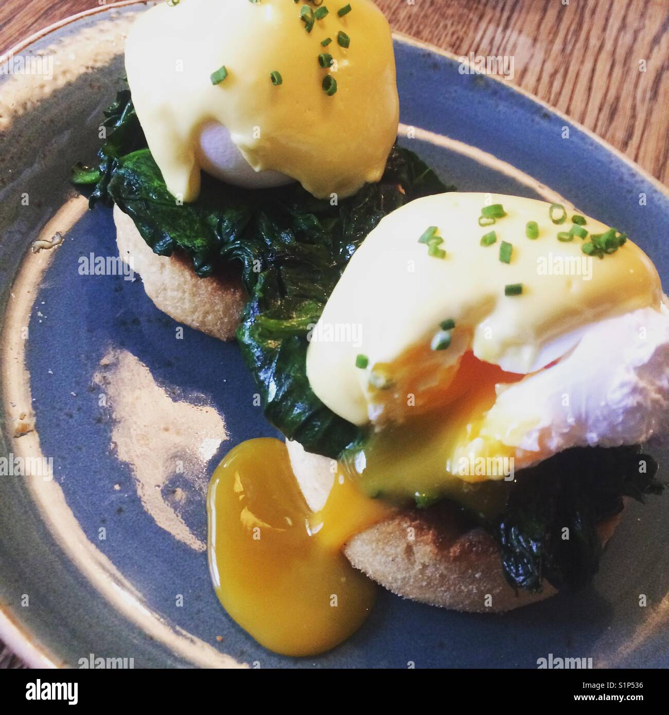 Eggs florentine cooked to perfection Stock Photo