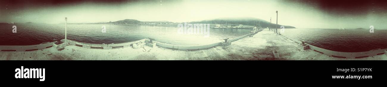 Panorama with icebergs, Great Northern Peninsula, Newfoundland, Canada - Smartphone Captured Stock Image