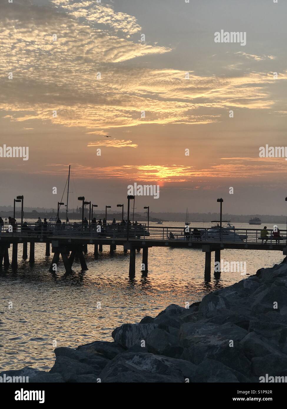 The perfect frisking spot on the San Diego Bay Stock Photo