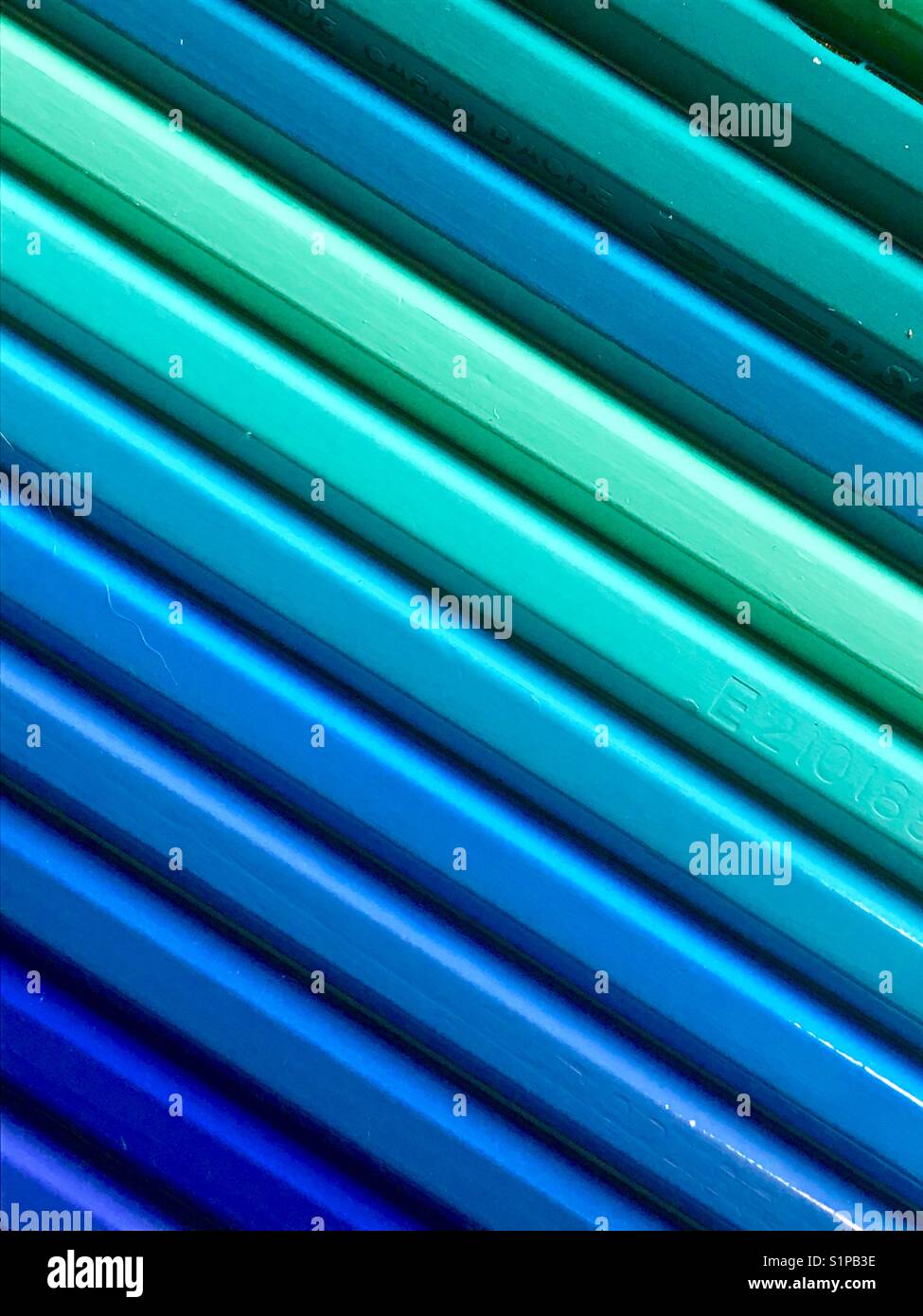 Blue color pencils - Smartphone Captured Stock Image