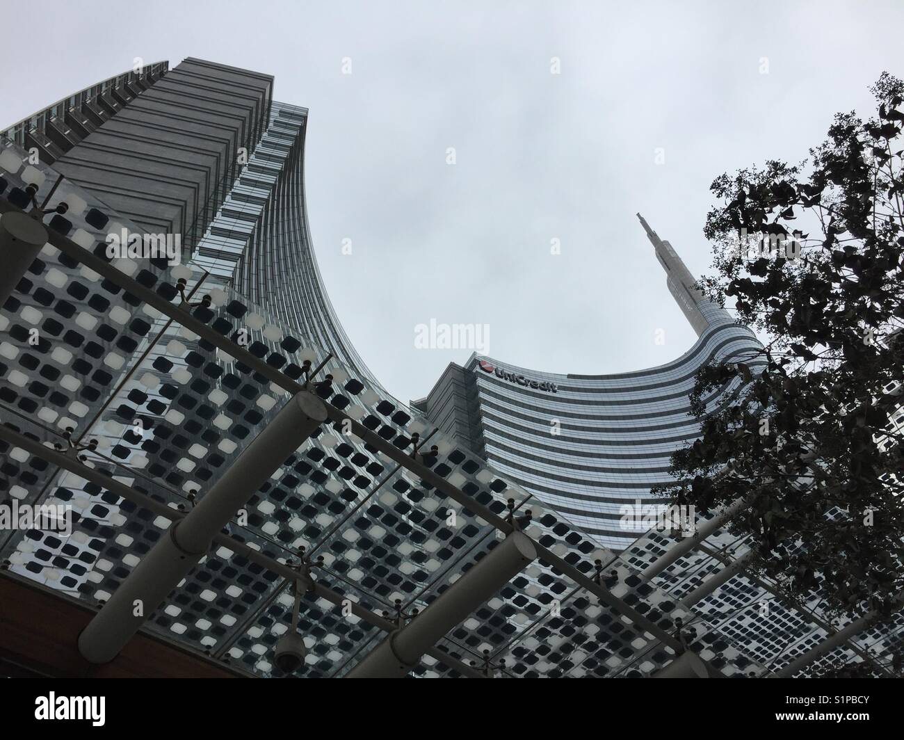 Piazza Gae Aulenti. Milan, Italy - Smartphone Captured Stock Image