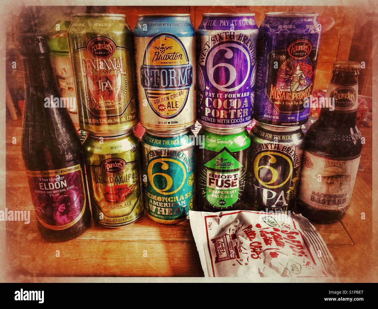 A selection of craft beers from Kentucky, USA. Stock Photo