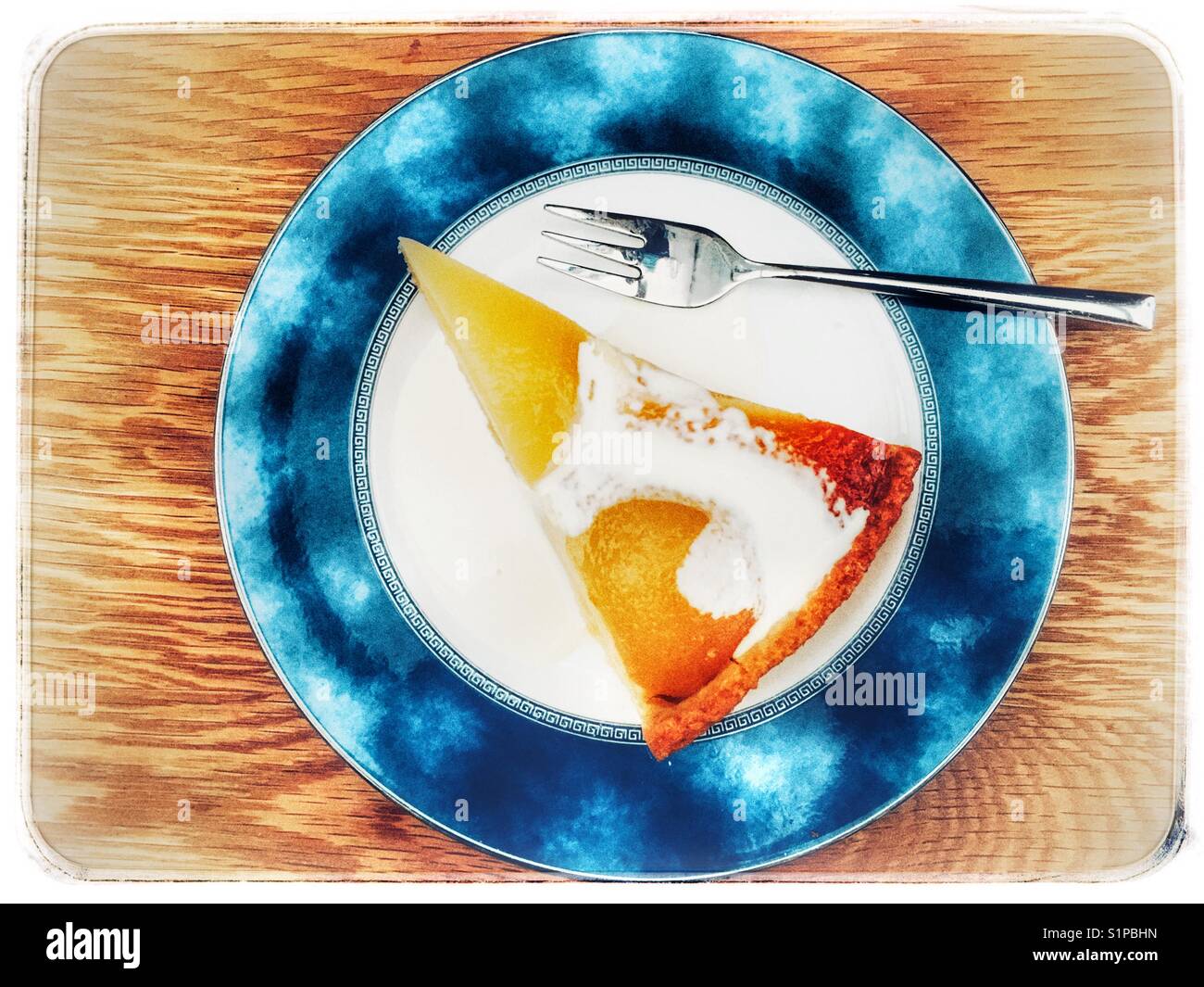 Unearthed pear and almond tart - Smartphone Captured Stock Image