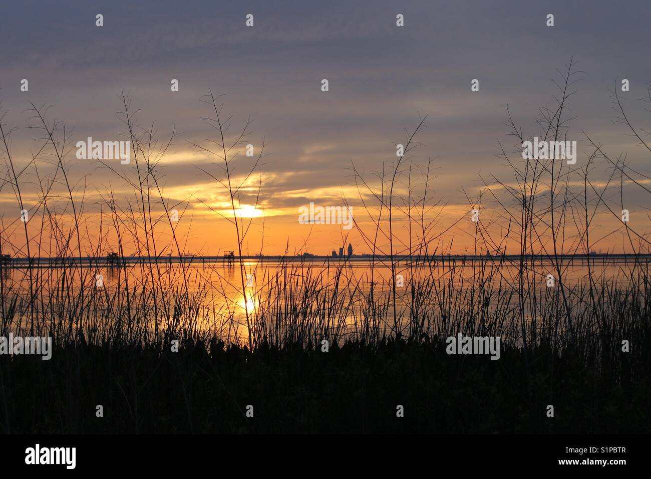 Mobile bay sunset Stock Photo
