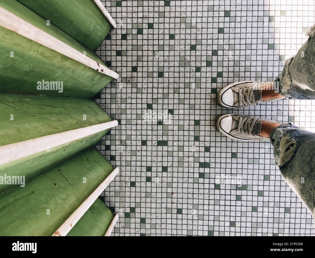 beautiful floor with converses on Stock Photo