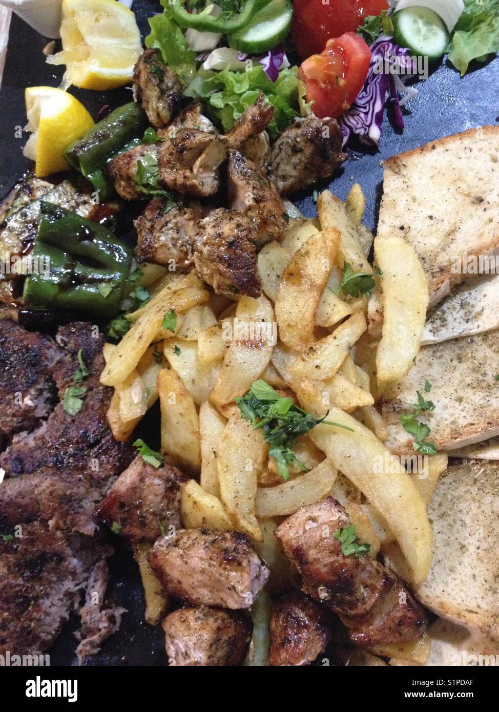 greek mixed grill at a tavern Stock Photo