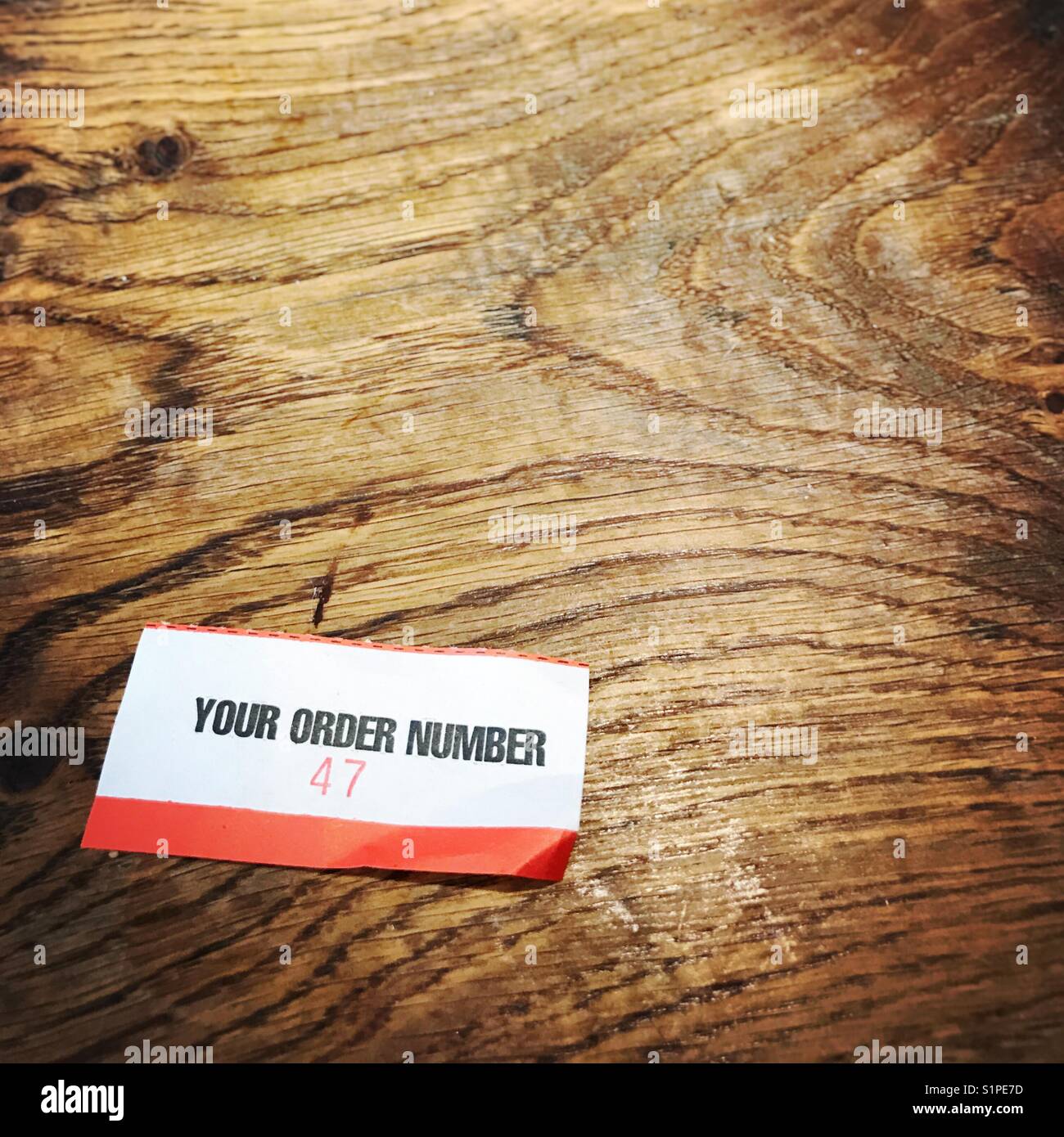 Order ticket slip - Smartphone Captured Stock Image
