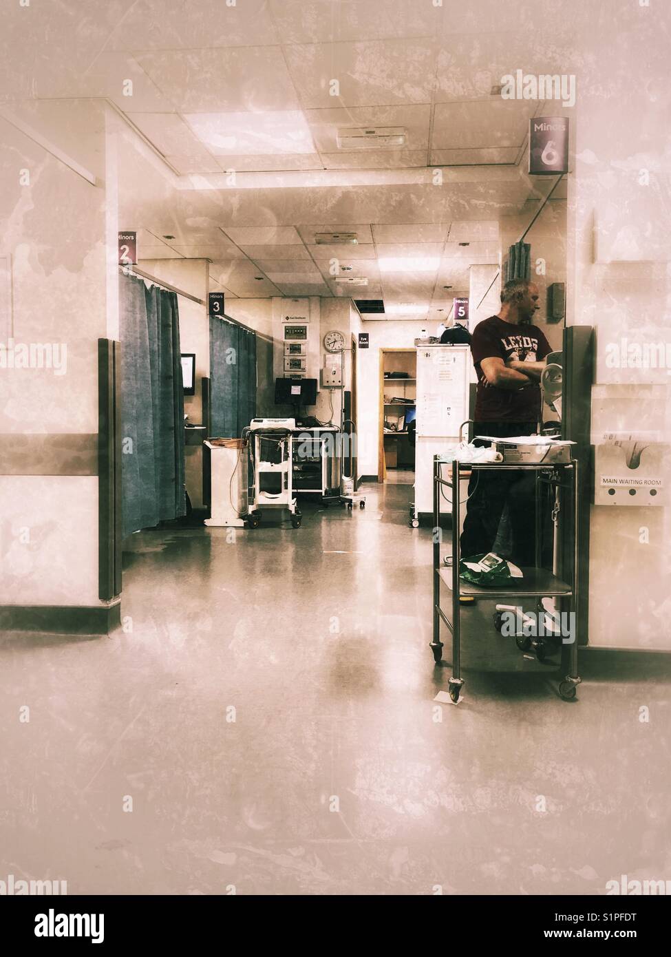 A & E corridor, Yeovil General Hospital, Yeovil, Somerset, England - Smartphone Captured Stock Image
