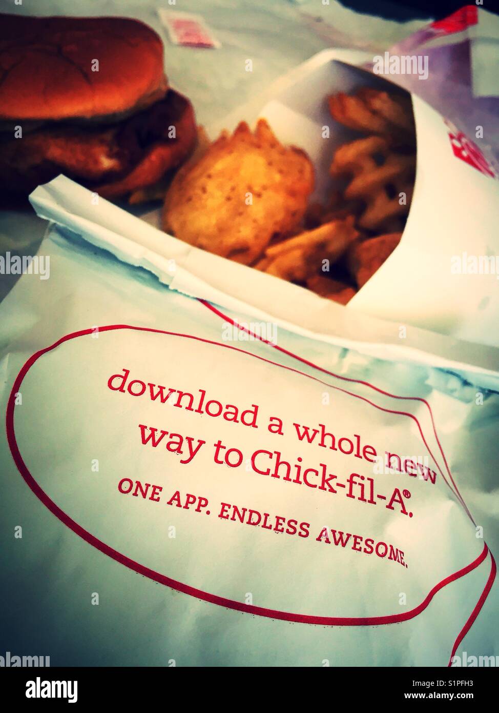 Chick-fil-A meal, USA - Smartphone Captured Stock Image