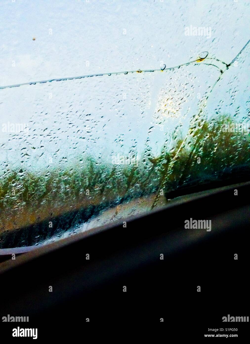 Full moon through windshield - Smartphone Captured Stock Image