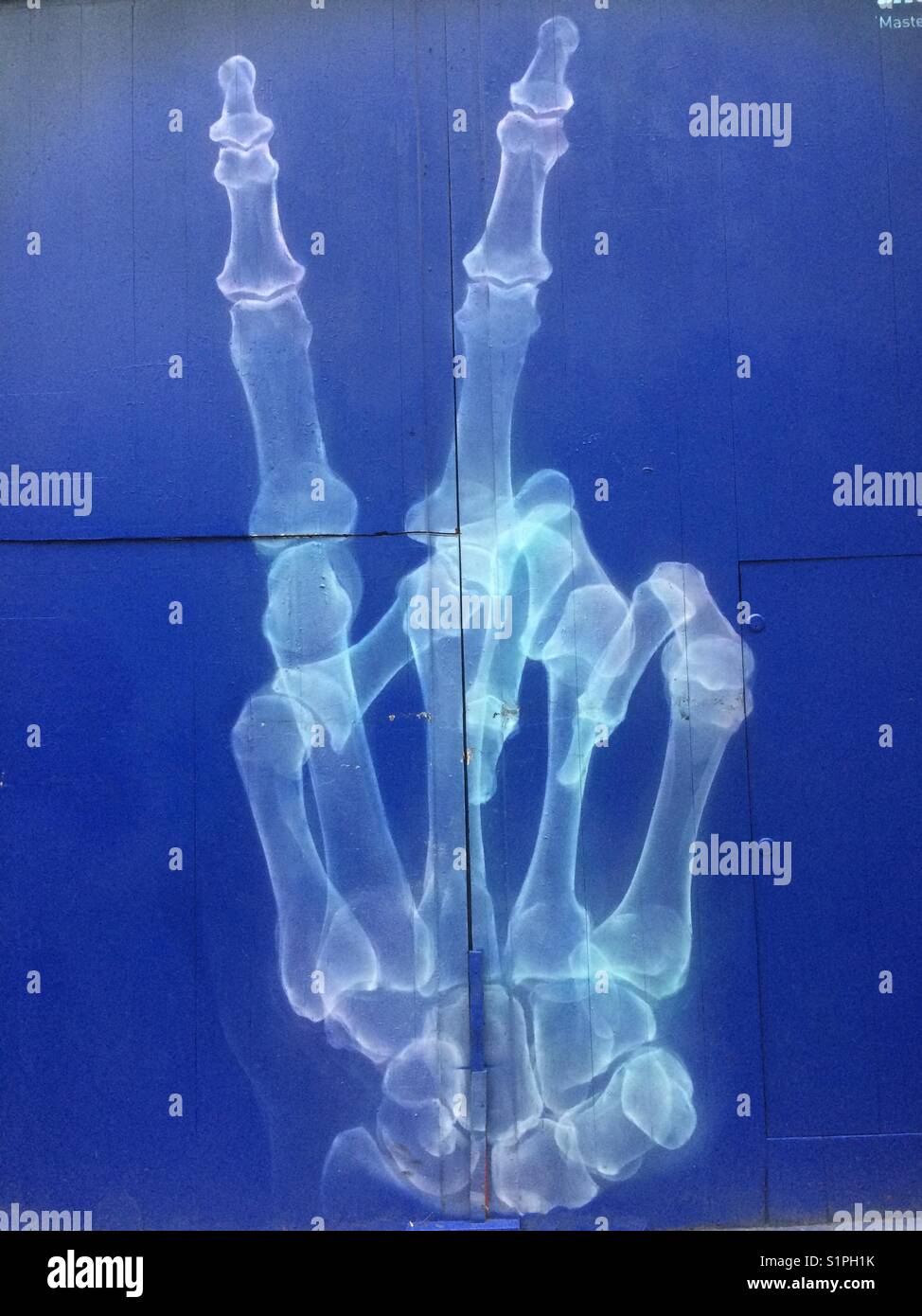 Graffiti X-ray hand - Smartphone Captured Stock Image