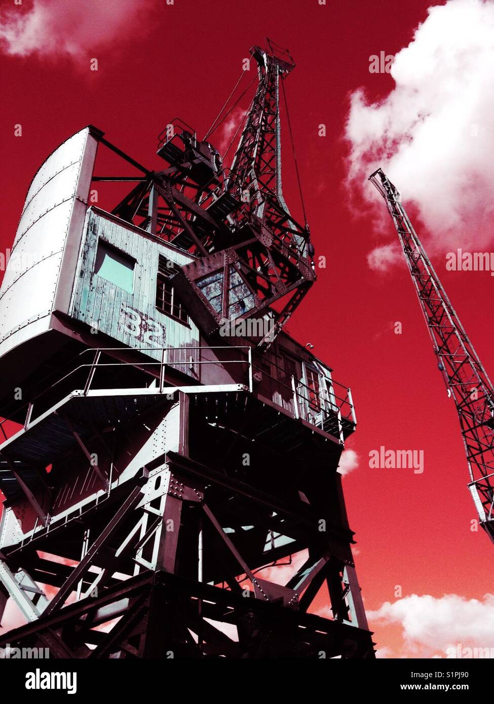 Historical cranes in Bristol docks - Smartphone Captured Stock Image